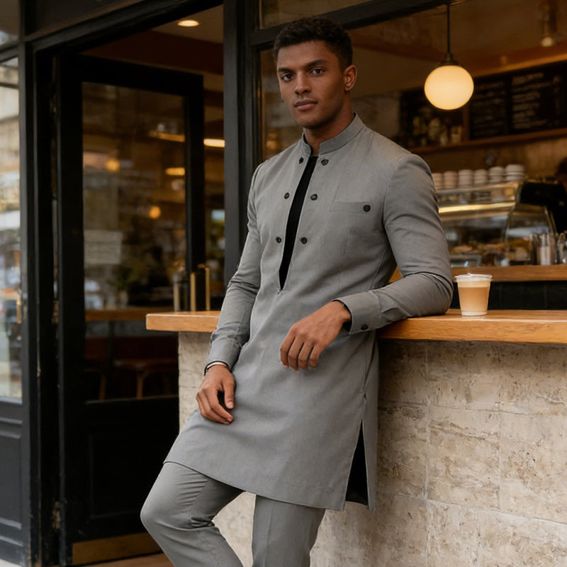 ⏰ ¡Oferta Limitada 50% OFF! 👔 Conjunto de Túnica y Pantalones de Cuello Mao para Hombre – Elegante, Cómodo y Perfecto para Ocasiones Especiales 🎩✨