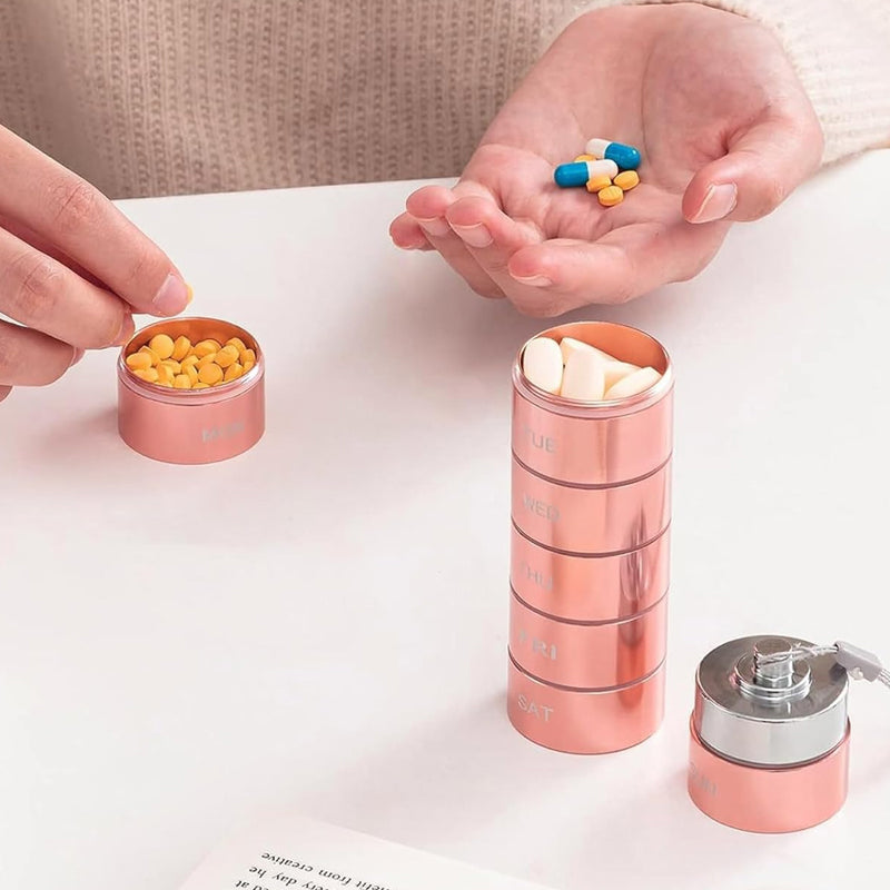 💊 Organizador de Pastillas Portátil de Aluminio – Resistente al Agua, 7 Días de Medicación ✨🛡️