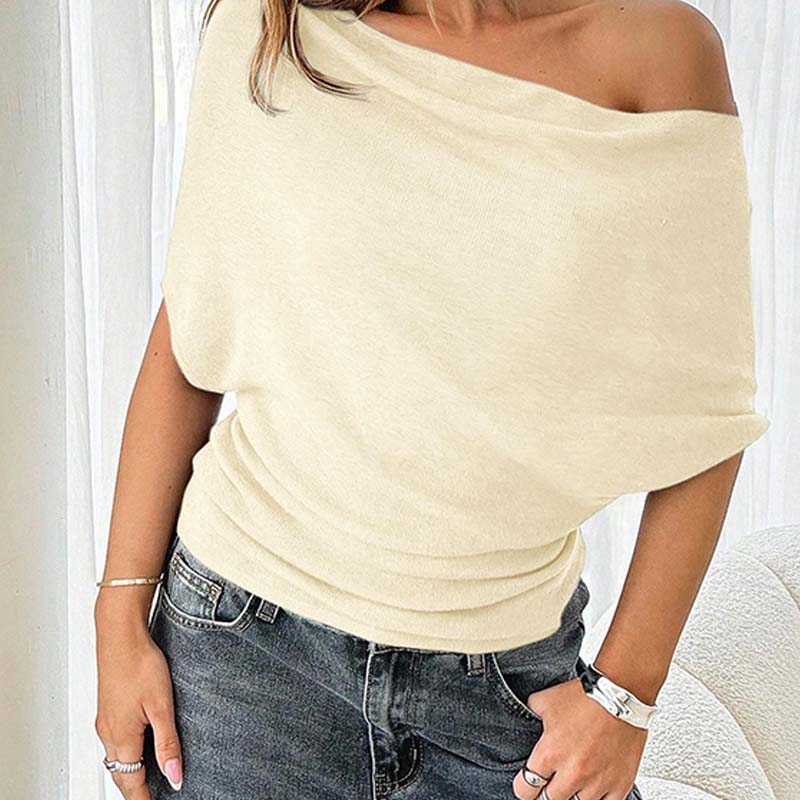 ⏰ ¡Oferta Limitada 50% OFF! 👚 Top Asimétrico de Manga Murciélago con Hombros Descubiertos – Elegancia Dramática y Comodidad Suave 🦇✨