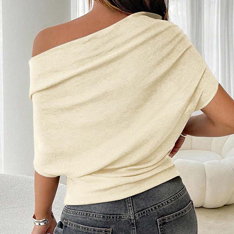 ⏰ ¡Oferta Limitada 50% OFF! 👚 Top Asimétrico de Manga Murciélago con Hombros Descubiertos – Elegancia Dramática y Comodidad Suave 🦇✨