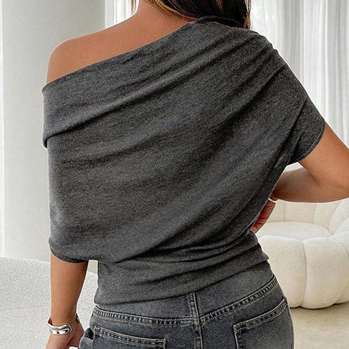 ⏰ ¡Oferta Limitada 50% OFF! 👚 Top Asimétrico de Manga Murciélago con Hombros Descubiertos – Elegancia Dramática y Comodidad Suave 🦇✨
