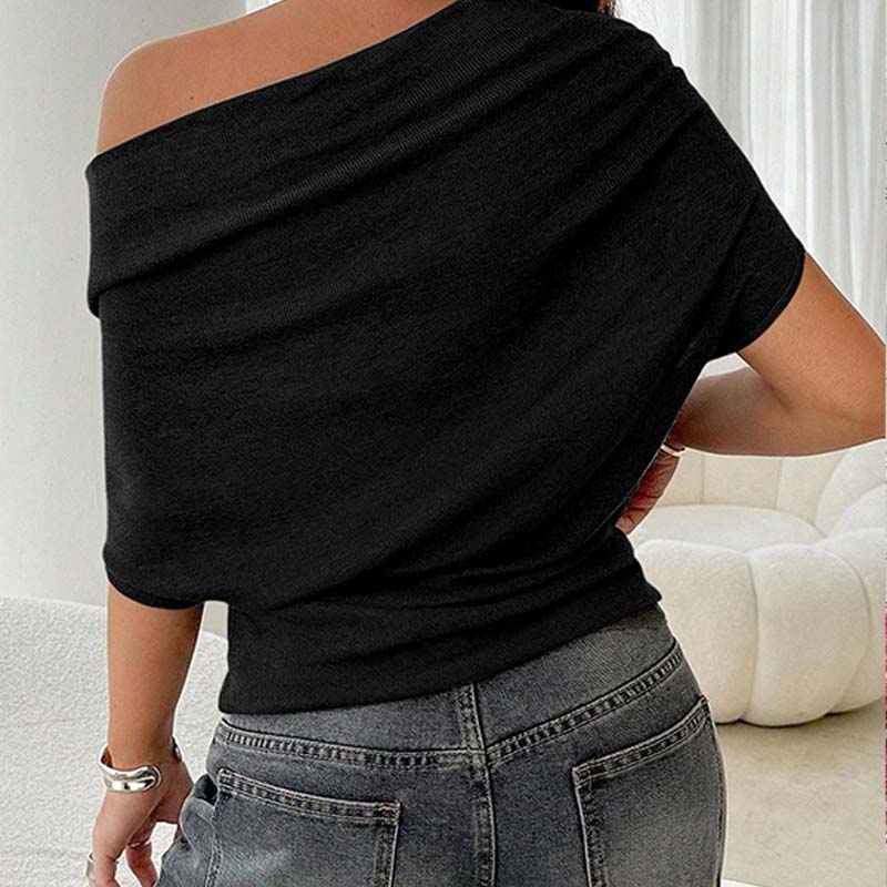 ⏰ ¡Oferta Limitada 50% OFF! 👚 Top Asimétrico de Manga Murciélago con Hombros Descubiertos – Elegancia Dramática y Comodidad Suave 🦇✨