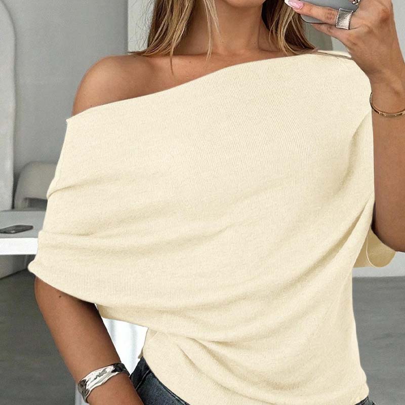 ⏰ ¡Oferta Limitada 50% OFF! 👚 Top Asimétrico de Manga Murciélago con Hombros Descubiertos – Elegancia Dramática y Comodidad Suave 🦇✨