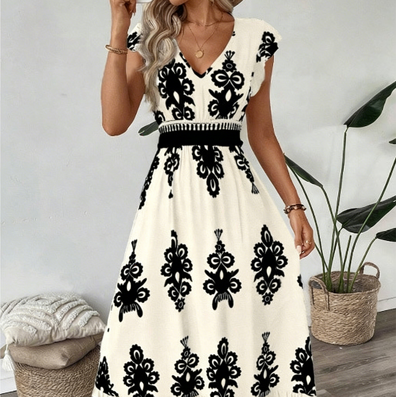 ⏰ ¡Oferta Limitada 50% OFF! 👗 Vestido Maxi Fluido con Estampado Barroco y Escote en V para Mujer – Elegancia y Comodidad Todo el Día 🏖️✨
