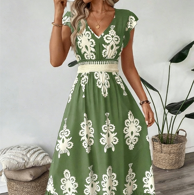 ⏰ ¡Oferta Limitada 50% OFF! 👗 Vestido Maxi Fluido con Estampado Barroco y Escote en V para Mujer – Elegancia y Comodidad Todo el Día 🏖️✨