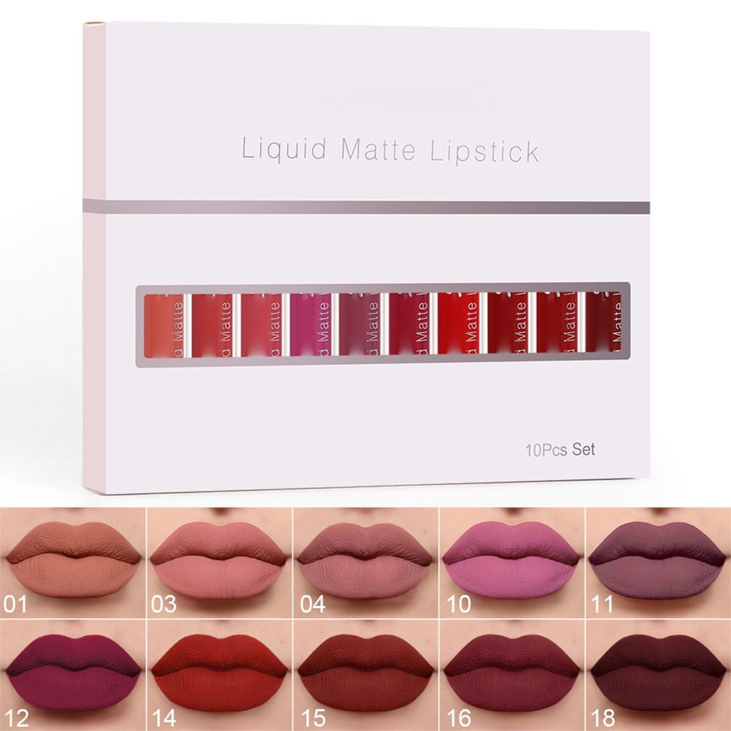 ⏰🔥 ¡Oferta Especial 50% OFF! 💄 Brillo de Labios Mate Impermeable – Set de 10 Piezas para Labios Perfectos Todo el Día ✨💋