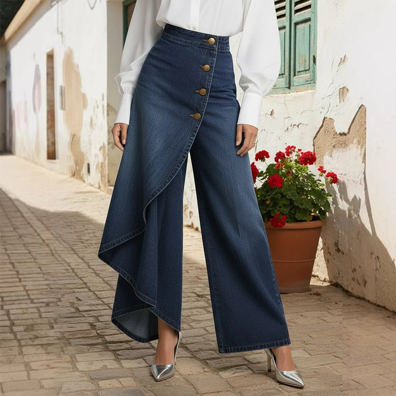 ⏰🔥 ¡50% DE DESCUENTO POR TIEMPO LIMITADO! 👖 Pantalones de Falda Vaquera Asimétrica – Estilo Único y Elegante para Destacar ✨💃