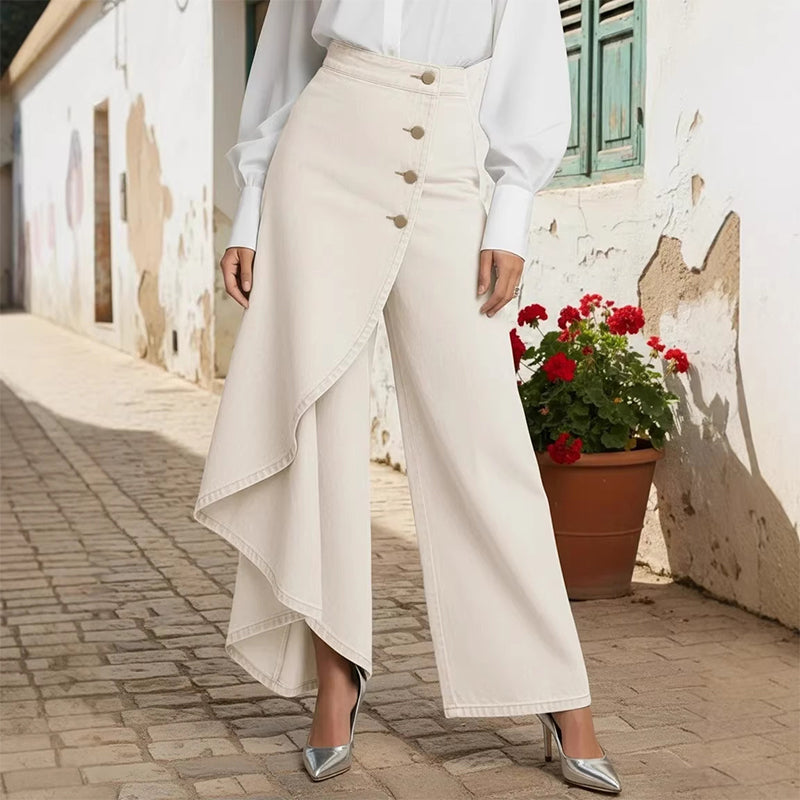 ⏰🔥 ¡50% DE DESCUENTO POR TIEMPO LIMITADO! 👖 Pantalones de Falda Vaquera Asimétrica – Estilo Único y Elegante para Destacar ✨💃