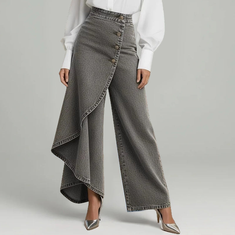 ⏰🔥 ¡50% DE DESCUENTO POR TIEMPO LIMITADO! 👖 Pantalones de Falda Vaquera Asimétrica – Estilo Único y Elegante para Destacar ✨💃