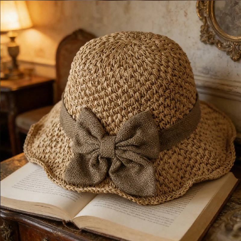 ⏰🔥 ¡Oferta de Verano 50% OFF! 🥳👒 Sombrero de Paja Elegante con Lazo – Transpirable, Plegable y Perfecto para Playa y Viajes 💞💥
