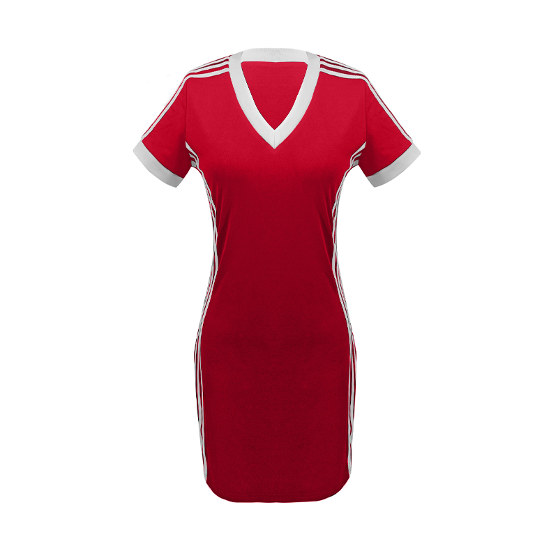 ⏰🔥 ¡50% DE DESCUENTO POR TIEMPO LIMITADO! 💃 Minivestido deportivo ajustado con cuello en V para mujer: corte entallado, elástico y perfecto para el verano ✨🔥