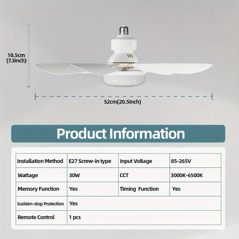 ⏰🔥 ¡50% DE DESCUENTO POR TIEMPO LIMITADO! 🌬️ Ventilador de Techo 2 en 1 – Portátil, Con Luz y Control Remoto para Máxima Comodidad ✨💡
