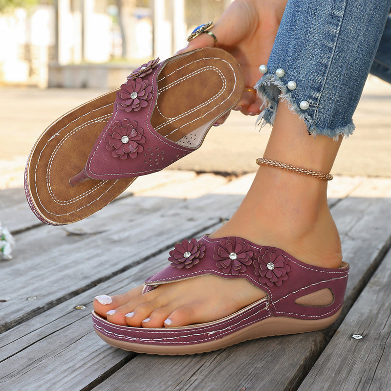 ⏰🔥 ¡Oferta Especial 50% OFF! 🌸 Sandalias de Cuña – Adornos Florales y Comodidad Todo el Día ✨👡
