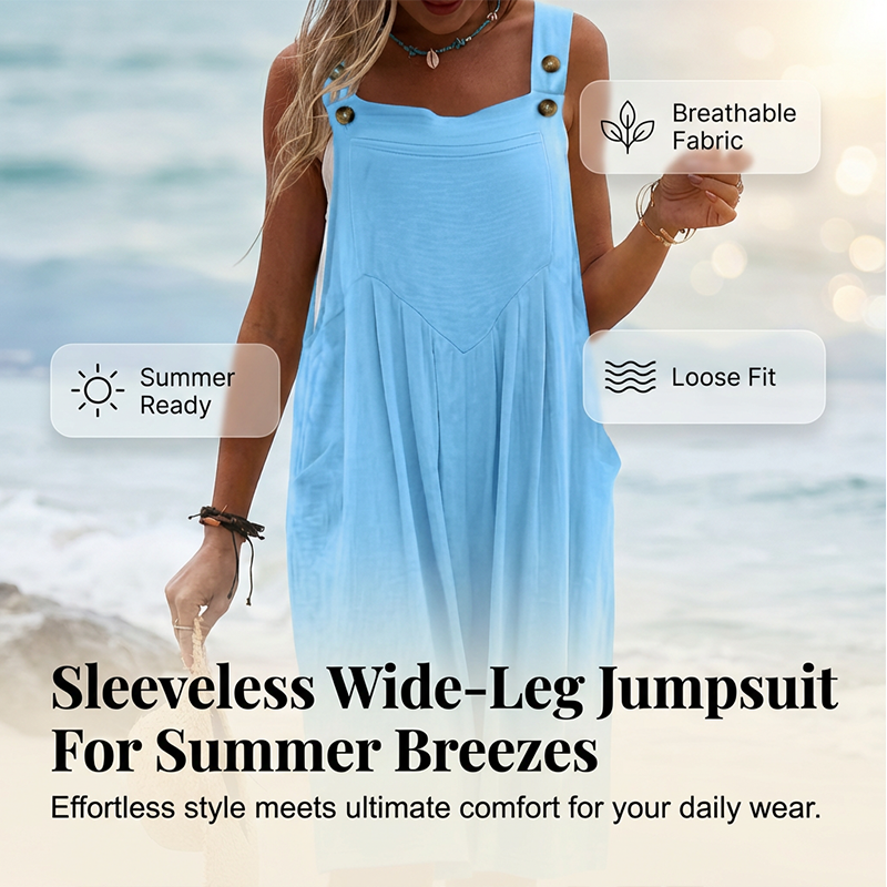 ⏰🔥 ¡50% DE DESCUENTO POR TIEMPO LIMITADO! 🌸 Mono Sin Mangas de Pierna Ancha – Ligero y Fresco para Verano ☀️✨