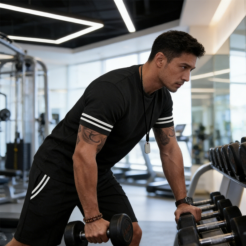 ⏰🔥 ¡Oferta Limitada 50% OFF! 👕 Conjunto de Dos Piezas para Hombre – Camiseta a Rayas y Pantalones Cortos Cómodos y Estilosos ✨🏖️