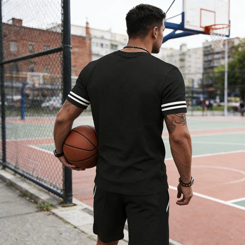 ⏰🔥 ¡Oferta Limitada 50% OFF! 👕 Conjunto de Dos Piezas para Hombre – Camiseta a Rayas y Pantalones Cortos Cómodos y Estilosos ✨🏖️