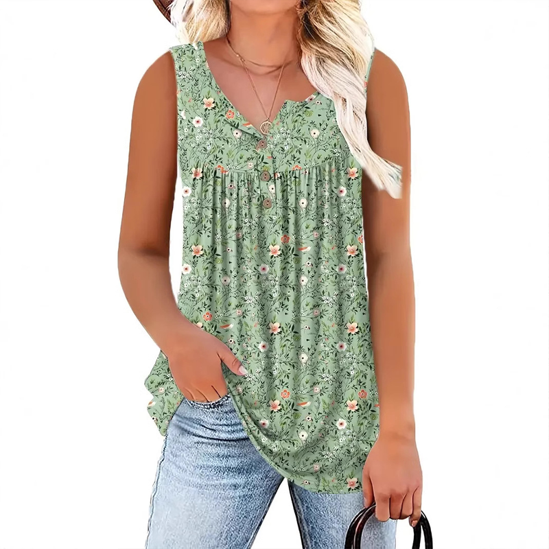 ⏰🔥 ¡Oferta Especial 50% OFF! 👚 Top Sin Mangas con Botones – Fresco, Ligero y Perfecto para el Verano 🌸☀️