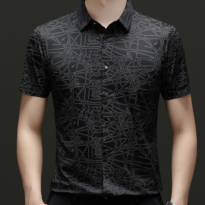 ⏰🔥 ¡50% DE DESCUENTO POR TIEMPO LIMITADO! 👕 Camisa de Hombre – Manga Corta con Patrón Geométrico Chic, Perfecta para Verano y Estilo Casual ✨🌿