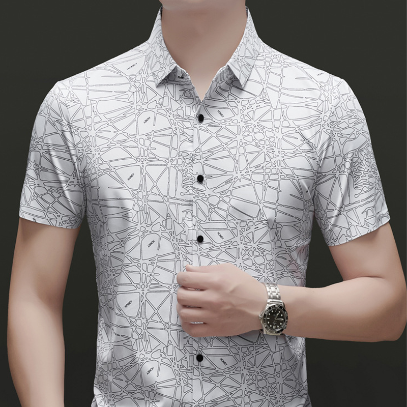 ⏰🔥 ¡50% DE DESCUENTO POR TIEMPO LIMITADO! 👕 Camisa de Hombre – Manga Corta con Patrón Geométrico Chic, Perfecta para Verano y Estilo Casual ✨🌿