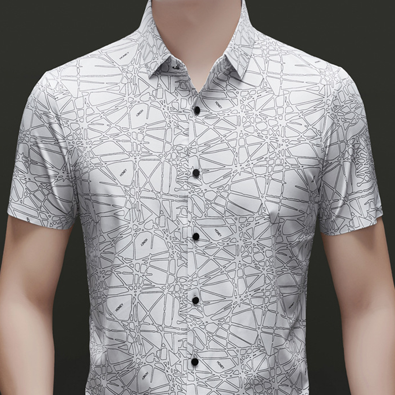 ⏰🔥 ¡50% DE DESCUENTO POR TIEMPO LIMITADO! 👕 Camisa de Hombre – Manga Corta con Patrón Geométrico Chic, Perfecta para Verano y Estilo Casual ✨🌿