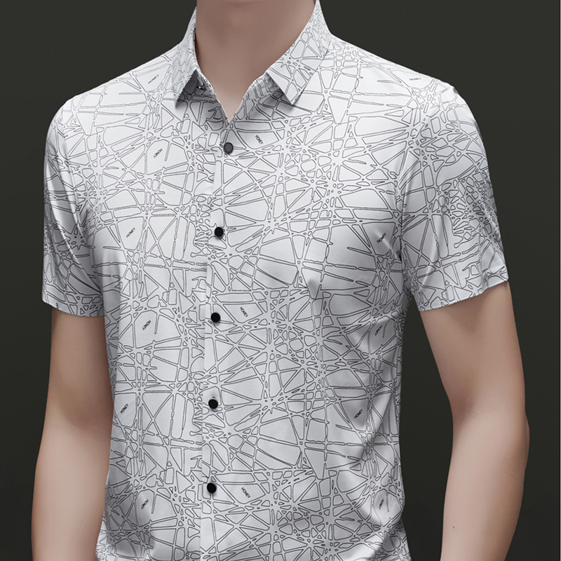 ⏰🔥 ¡50% DE DESCUENTO POR TIEMPO LIMITADO! 👕 Camisa de Hombre – Manga Corta con Patrón Geométrico Chic, Perfecta para Verano y Estilo Casual ✨🌿