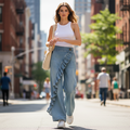👖✨ ¡OFERTA 50% OFF! Jeans de Pierna Ancha con Volante – Estilo Moderno y Favorecedor