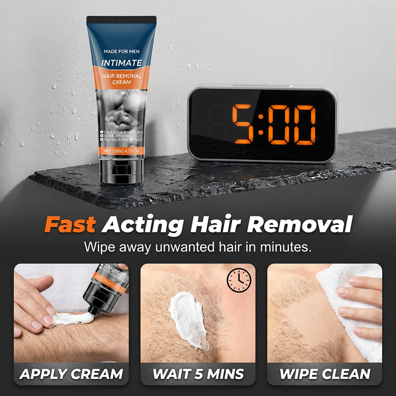 ⏰🔥 ¡50% DE DESCUENTO POR TIEMPO LIMITADO! 🪒 Crema Depilatoria Íntima para Hombre – Acción Rápida, Sin Dolor y Con Aloe Vera 🌿✨