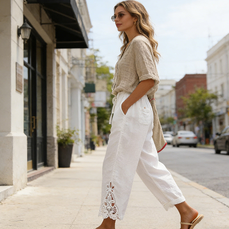 ⏰🔥 ¡50% DE DESCUENTO POR TIEMPO LIMITADO! 👖 Pantalones con Cordón y Encaje – Elegantes, Cómodos y Perfectos para Mujer ✨💖