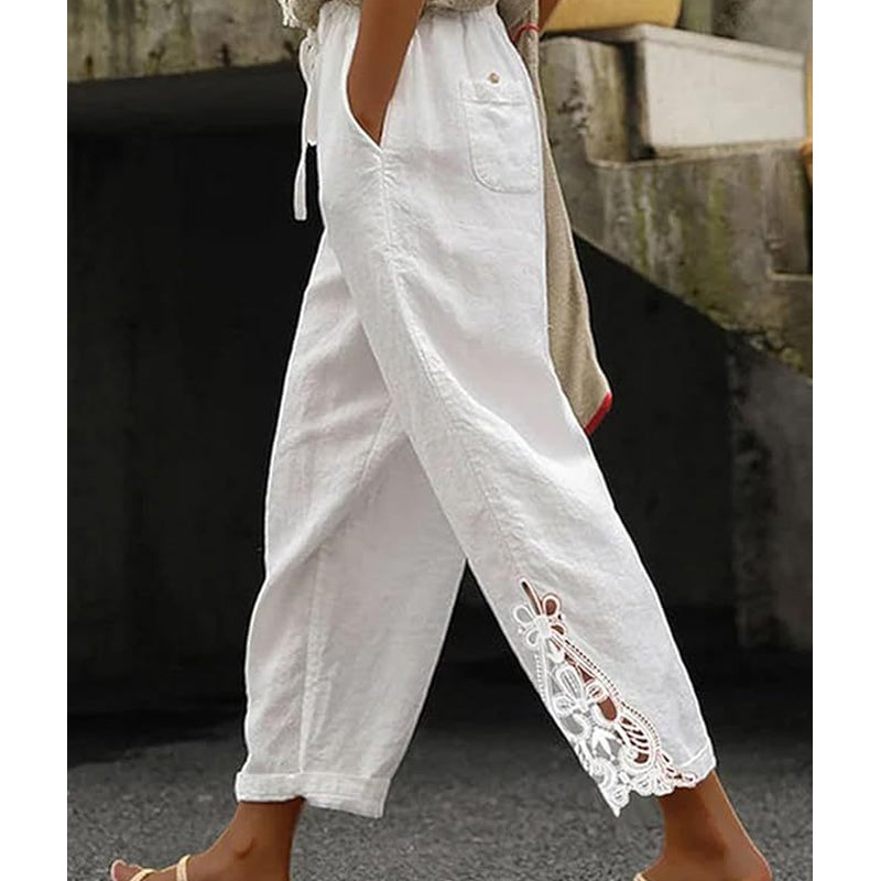 ⏰🔥 ¡50% DE DESCUENTO POR TIEMPO LIMITADO! 👖 Pantalones con Cordón y Encaje – Elegantes, Cómodos y Perfectos para Mujer ✨💖