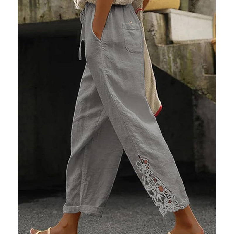 ⏰🔥 ¡50% DE DESCUENTO POR TIEMPO LIMITADO! 👖 Pantalones con Cordón y Encaje – Elegantes, Cómodos y Perfectos para Mujer ✨💖