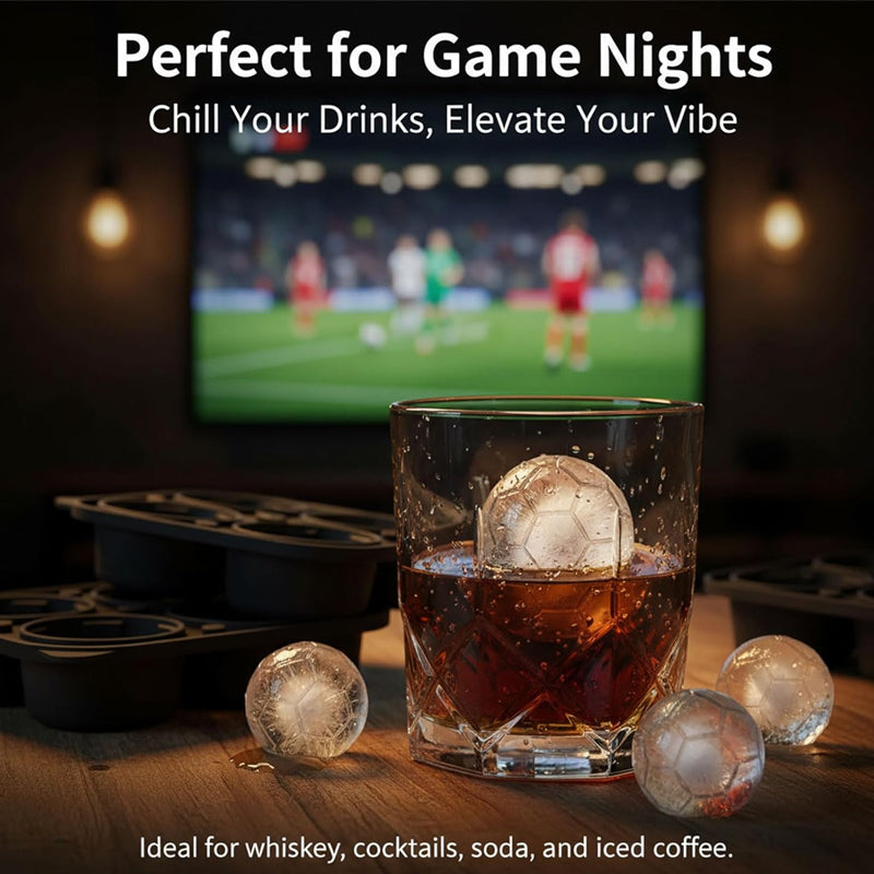 ⏰🔥 ¡50% DE DESCUENTO POR TIEMPO LIMITADO! ⚽ Bandeja de Hielo de Silicona – Forma de Balón de Fútbol, Divertida y Fácil de Usar para Bebidas 🍹✨