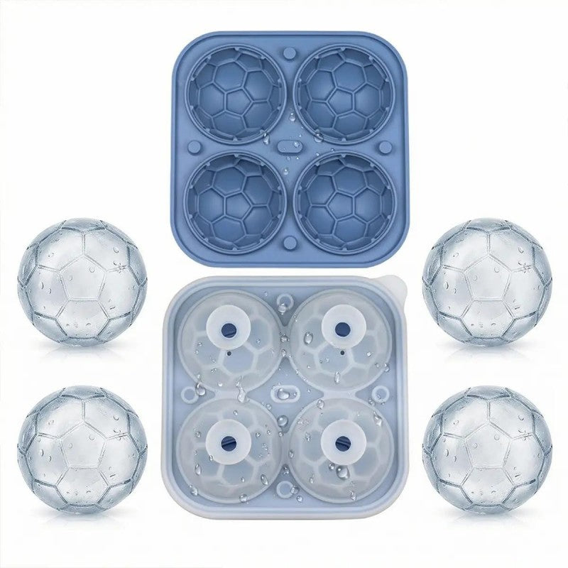 ⏰🔥 ¡50% DE DESCUENTO POR TIEMPO LIMITADO! ⚽ Bandeja de Hielo de Silicona – Forma de Balón de Fútbol, Divertida y Fácil de Usar para Bebidas 🍹✨