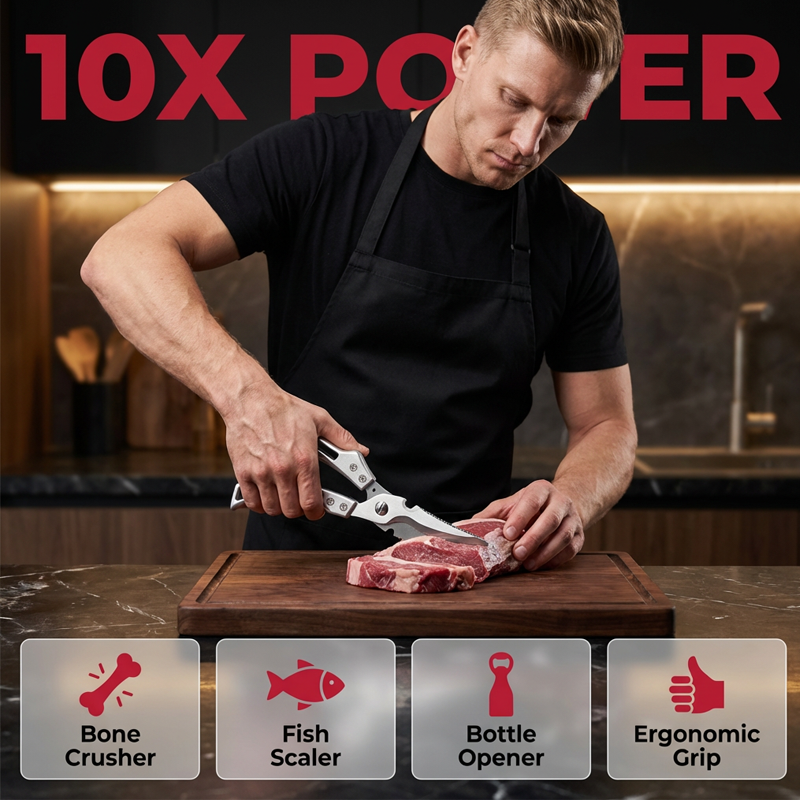 ⏰🔥 ¡50% DE DESCUENTO POR TIEMPO LIMITADO! ✂️ Tijeras de Cocina Multifuncionales – Corte Potente y Preciso en Segundos 🍽️✨