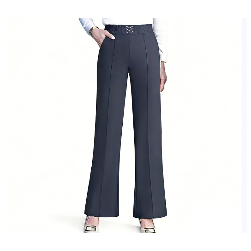 👖 ¡50% DE DESCUENTO! ✨ Pantalones de mujer de talle alto y pierna ancha – Ajuste fluido, tejido ligero
