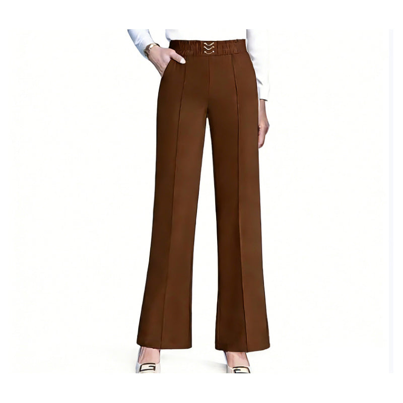 👖 ¡50% DE DESCUENTO! ✨ Pantalones de mujer de talle alto y pierna ancha – Ajuste fluido, tejido ligero