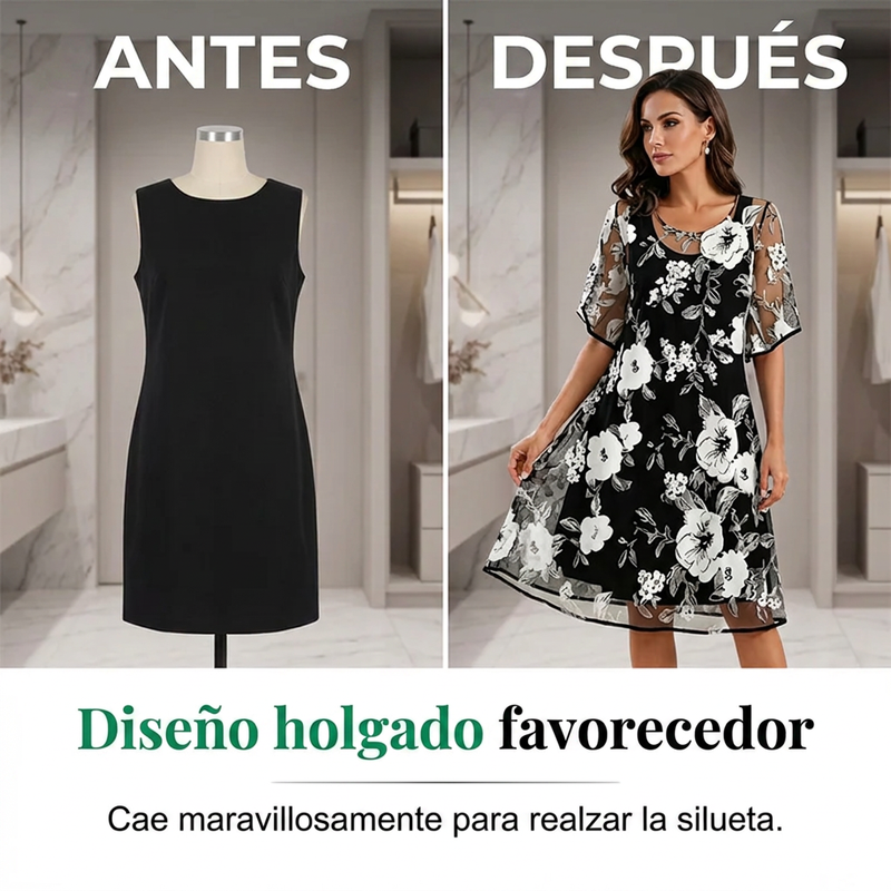 ⏰🔥 ¡50% DE DESCUENTO POR TIEMPO LIMITADO! 🌸 Elegante vestido de gasa con estampado floral para mujer: fluido, ligero y perfecto para cualquier ocasión ✨💃