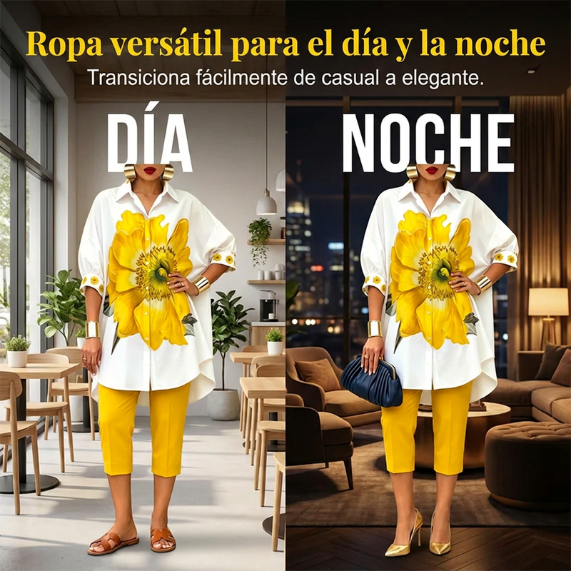 ⏰🔥 ¡50% DE DESCUENTO POR TIEMPO LIMITADO! 👚👖 Conjunto de Dos Piezas para Mujer – Estampado Floral, Cómodo y Chic ✨💖