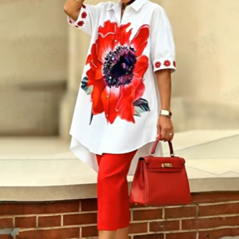 ⏰🔥 ¡50% DE DESCUENTO POR TIEMPO LIMITADO! 👚👖 Conjunto de Dos Piezas para Mujer – Estampado Floral, Cómodo y Chic ✨💖