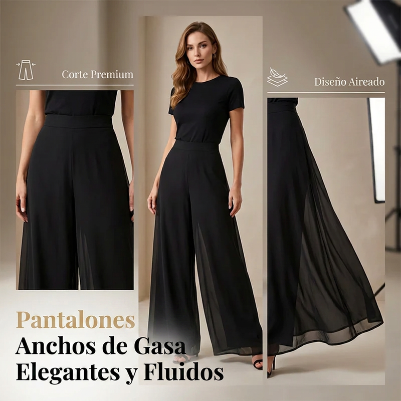 ⏰🔥 ¡50% DE DESCUENTO POR TIEMPO LIMITADO! 👖 Pantalones Anchos de Gasa para Mujer – Ligeros, Fluidos y Cómodos ✨💖
