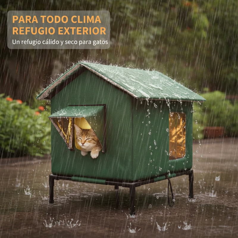 ⏰🔥 ¡50% DE DESCUENTO POR TIEMPO LIMITADO! 🐱🏡 Casita Elevada para Gatos – Impermeable, Aislada y Plegable para Exterior 🌧️✨