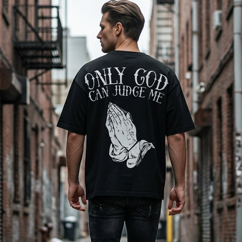 ¡OFERTA POR TIEMPO LIMITADO 50% DE DESCUENTO! 👕 Camiseta de Hombre 'Manos en Oración' – 100% Algodón, Estampado Simbólico ✨