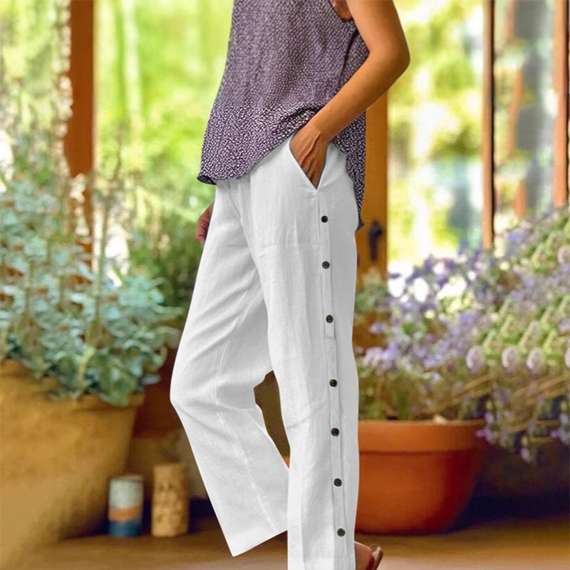⏰🔥 ¡50% DE DESCUENTO POR TIEMPO LIMITADO! 👖 Pantalones cortos holgados de color liso con botones laterales: cómodos, transpirables y con un estilo chic sin esfuerzo ✨💃