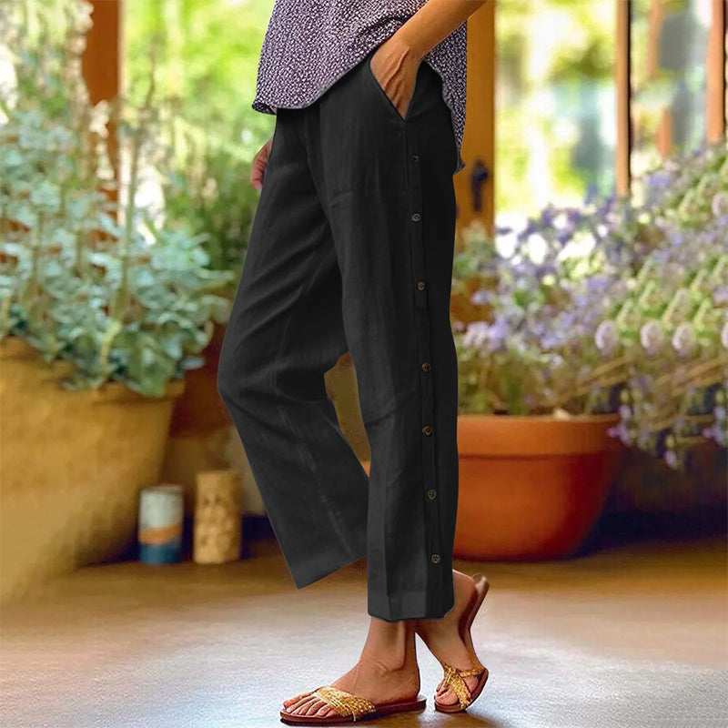 ⏰🔥 ¡50% DE DESCUENTO POR TIEMPO LIMITADO! 👖 Pantalones cortos holgados de color liso con botones laterales: cómodos, transpirables y con un estilo chic sin esfuerzo ✨💃