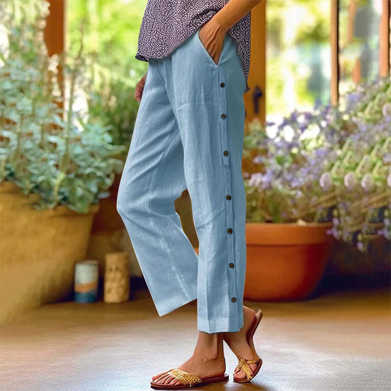 ⏰🔥 ¡50% DE DESCUENTO POR TIEMPO LIMITADO! 👖 Pantalones cortos holgados de color liso con botones laterales: cómodos, transpirables y con un estilo chic sin esfuerzo ✨💃