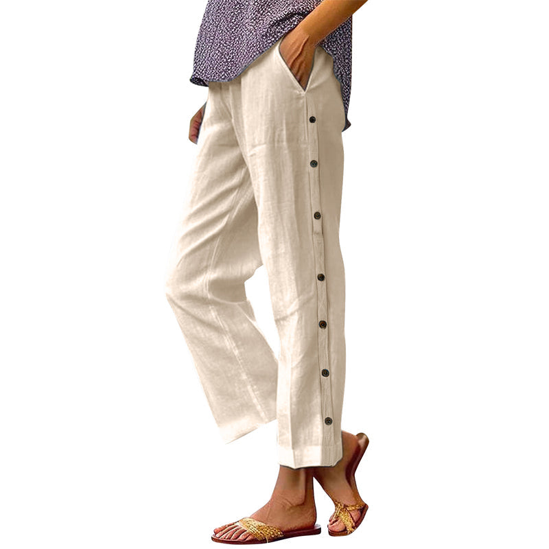 ⏰🔥 ¡50% DE DESCUENTO POR TIEMPO LIMITADO! 👖 Pantalones cortos holgados de color liso con botones laterales: cómodos, transpirables y con un estilo chic sin esfuerzo ✨💃
