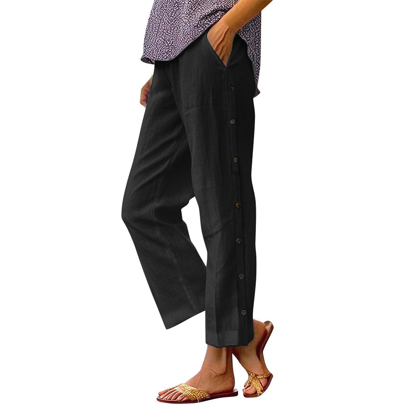 ⏰🔥 ¡50% DE DESCUENTO POR TIEMPO LIMITADO! 👖 Pantalones cortos holgados de color liso con botones laterales: cómodos, transpirables y con un estilo chic sin esfuerzo ✨💃