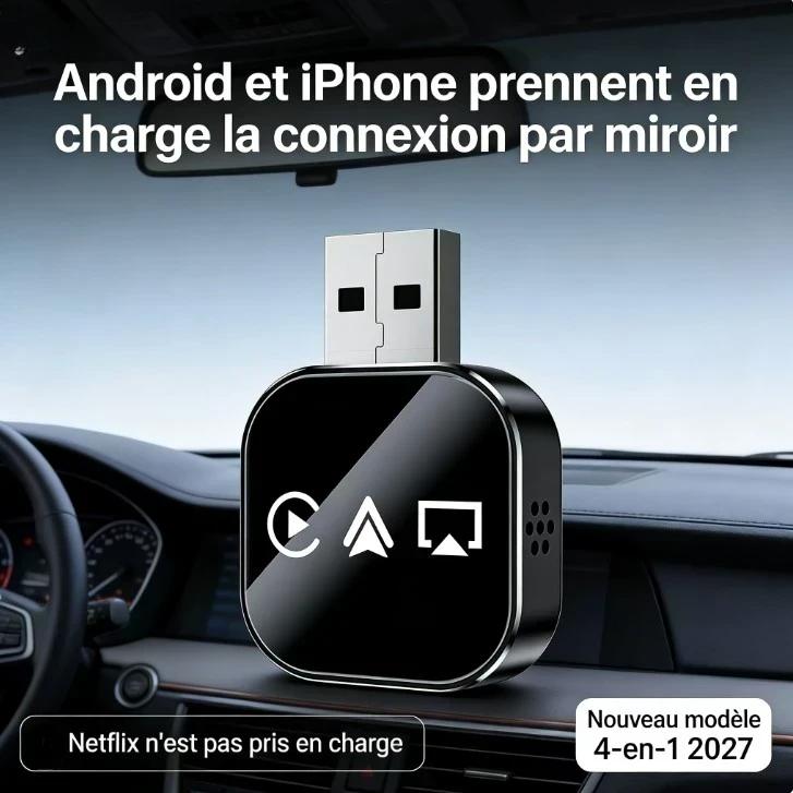 💐 ¡50% de descuento! Adaptador inalámbrico CarPlay 4 en 1: señal estable, compatible con iPhone/Android 🔄📡【Oferta limitada】