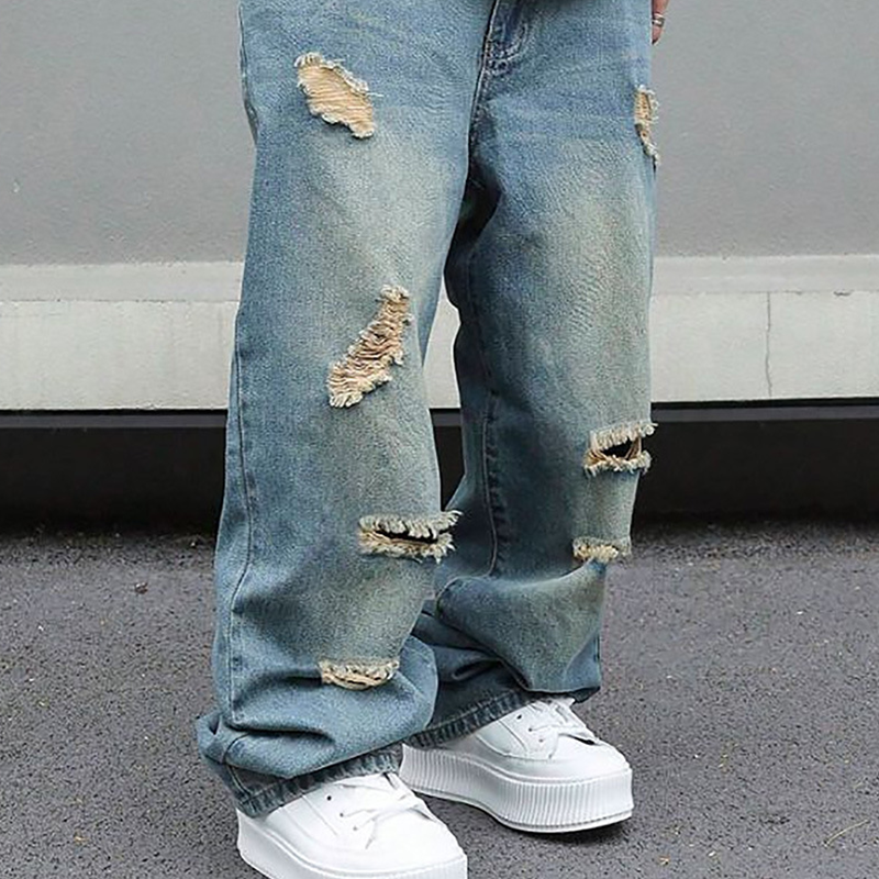⏰🔥 ¡50% DE DESCUENTO POR TIEMPO LIMITADO! 👖 Jeans oversize de pierna recta rasgados para hombre: modernos, cómodos y listos para el estilo urbano ✨🕶️