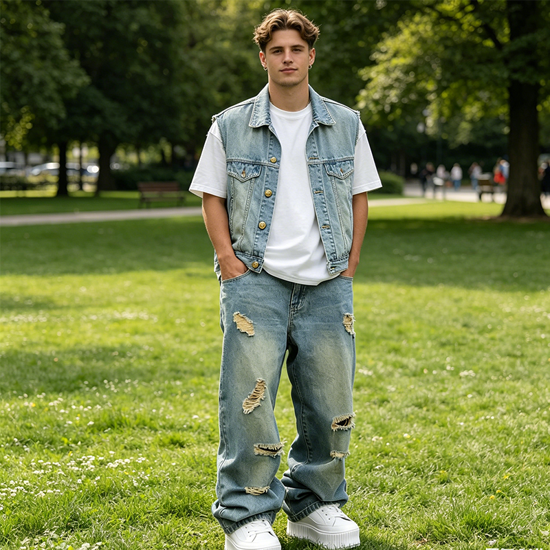 ⏰🔥 ¡50% DE DESCUENTO POR TIEMPO LIMITADO! 👖 Jeans oversize de pierna recta rasgados para hombre: modernos, cómodos y listos para el estilo urbano ✨🕶️