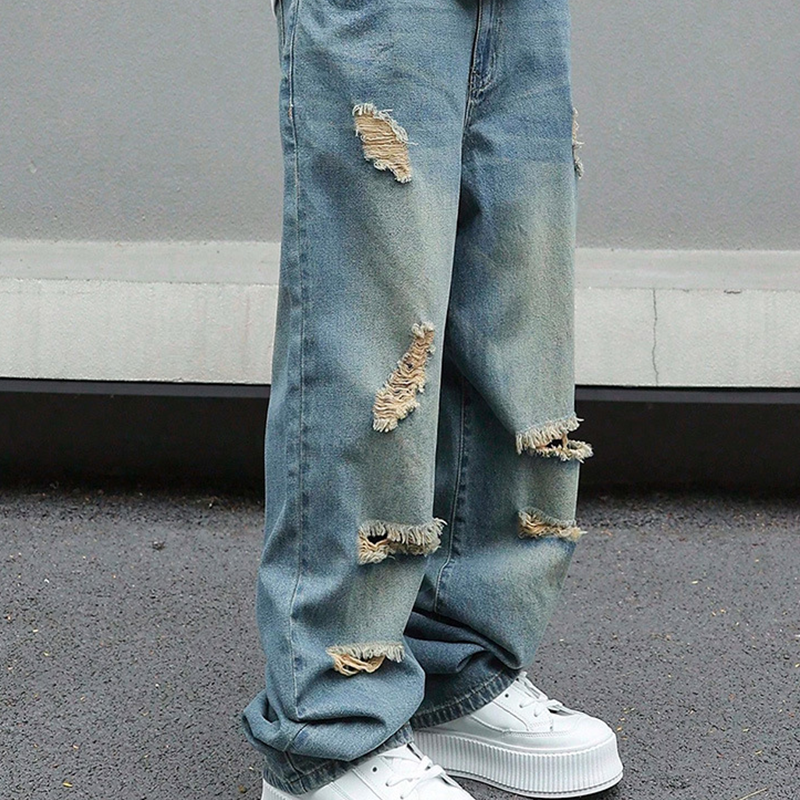 ⏰🔥 ¡50% DE DESCUENTO POR TIEMPO LIMITADO! 👖 Jeans oversize de pierna recta rasgados para hombre: modernos, cómodos y listos para el estilo urbano ✨🕶️